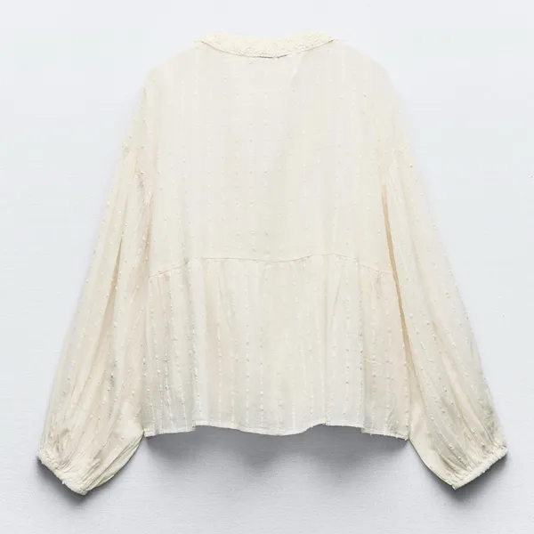 Zara Balloon Sleeve V-neck Blouse - Image 2