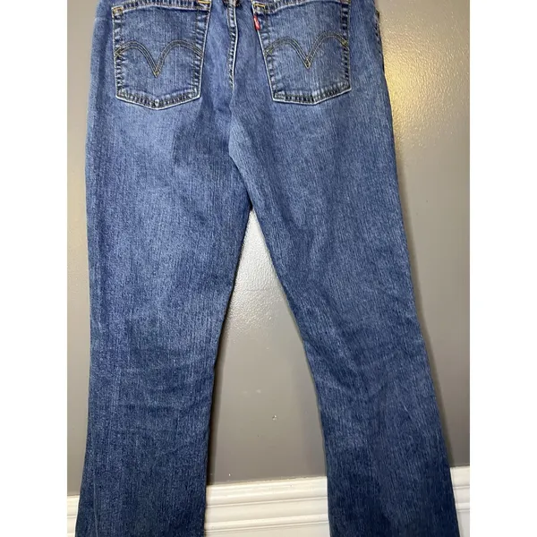 Levis Relaxed Boot Cut Jeans Womens 12 Blue Medium Wash Stretch Denim Pants - Image 6