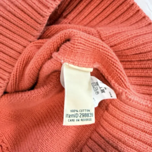 LL Bean Coral Double L Mixed Cable Cotton Crew Neck Pullover Sweater Size XL - Image 10