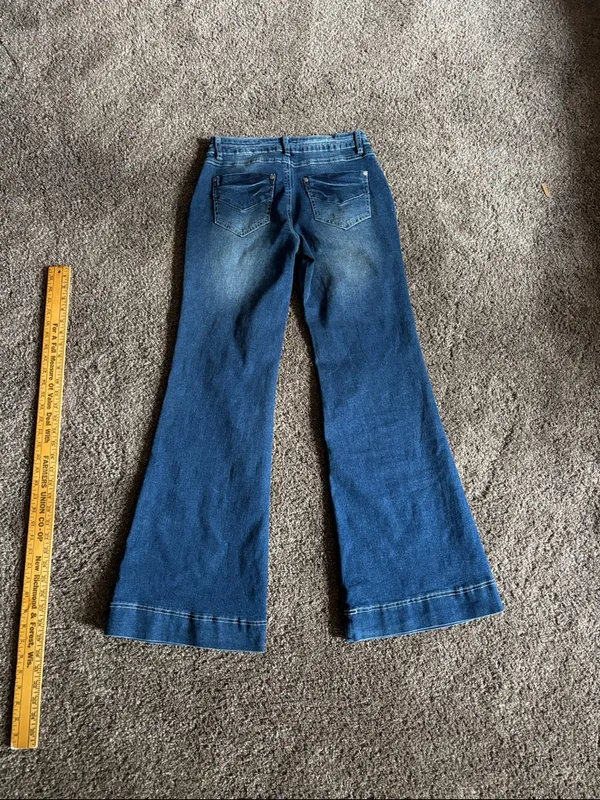Women's Mid-Rise Blue Flare Jeans — Wide Leg Denim - Image 4