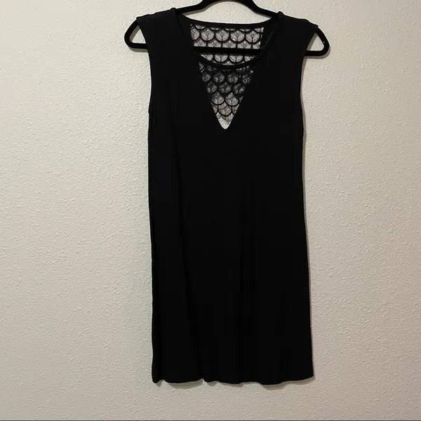 Sandro Paris Black Sleeveless Lace Cutouts Mini Shift Dress Womens 2 Formal - Image 10