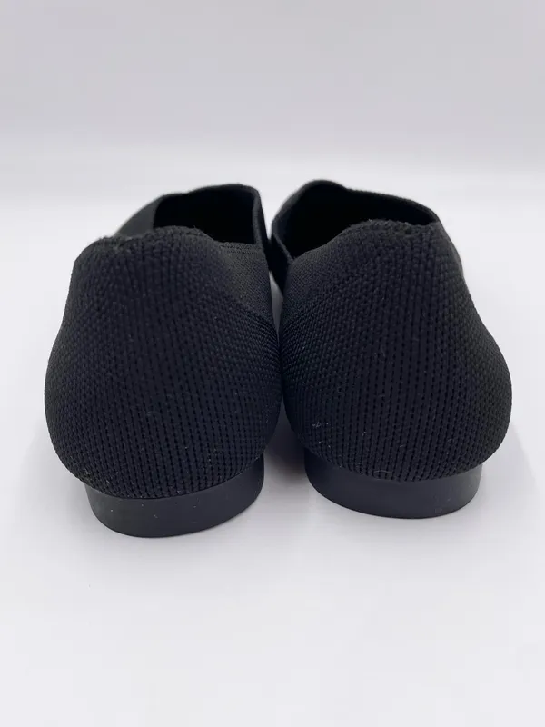 Vivaia Vienna Pointed-Toe V-Cut Ballet Flats Black Knit Women's Size 38.5 US 7.5 - Image 7