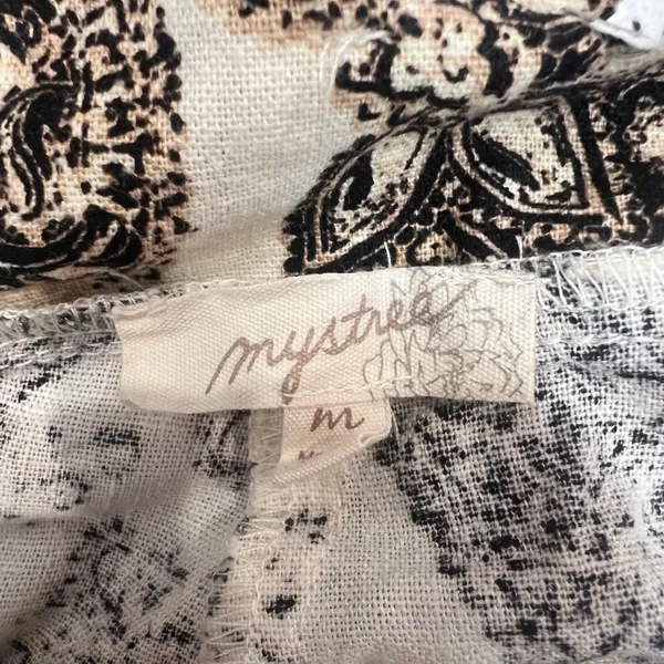 Mystree Linen Blend Wide Leg Paisley Ankle Capri Pants - Image 8