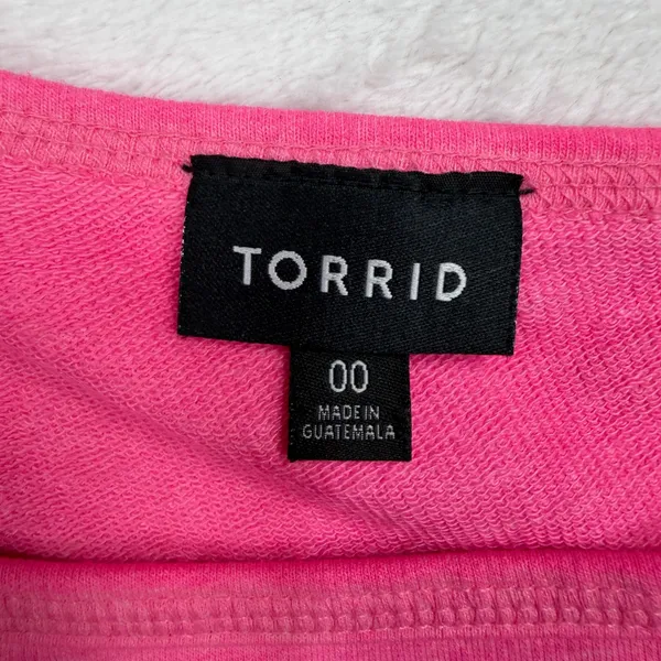 Torrid 00 US M Medium Callie Off Shoulder Sweatshirt Hot Pink Raglan Long Sleeve - Image 4