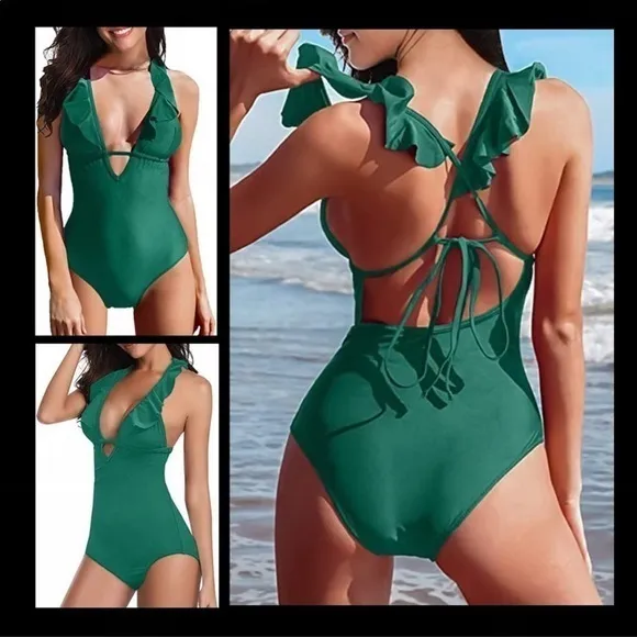 Shely‎ women’s medium one piece ruffle swimsuit - Image 8