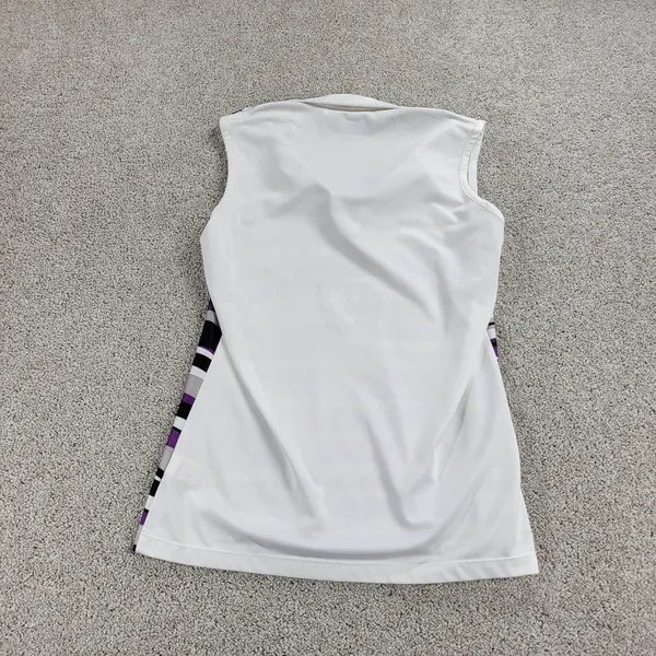 Greg Norman Womens Athletic‎ Tank Top S Purple White Stripes Collared Jersey - Image 3
