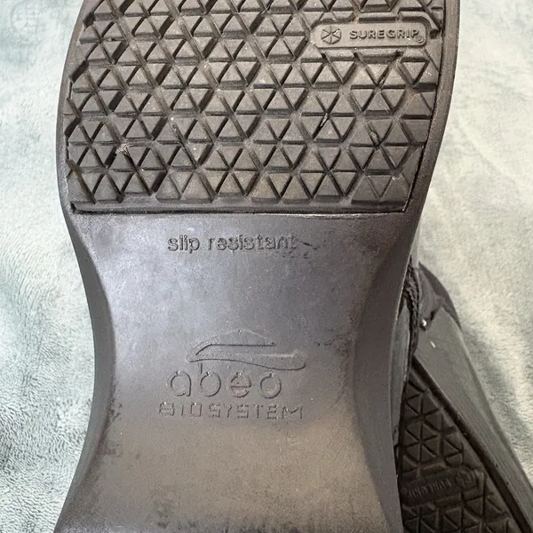 Abeo Black Patent Leather Stapled Clog Grid Pattern Ellie 9N Neutral-Rubber Sole - Image 12
