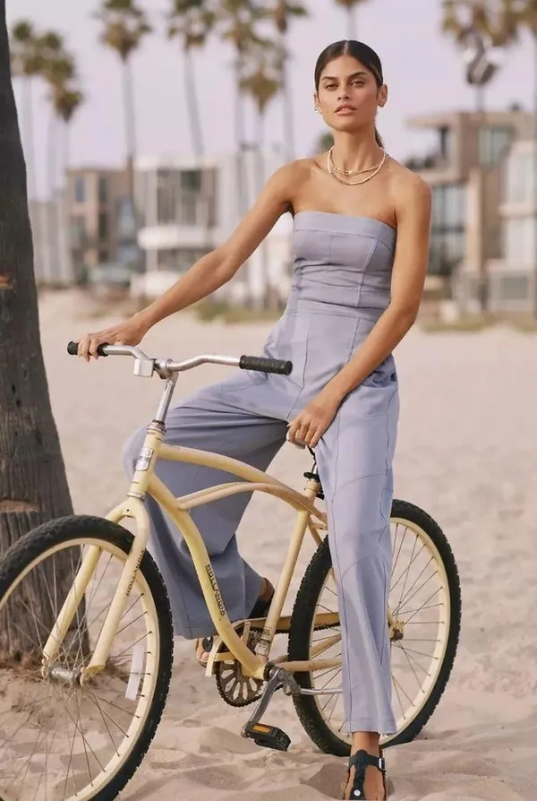 NWT Daily Practice by Anthropologie Strapless Wide-Leg Jumpsuit Size M - Image 3