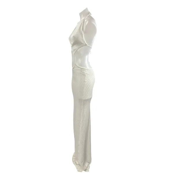 NEW Peppermayo White Sleeveless Cut Out Summer Beach Maxi Tank Sheath Dress S/M - Image 2