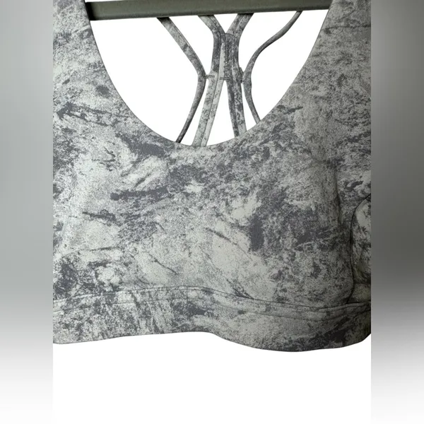 Lululemon Flow Freely Bra Washed Marble Alpine White Silverscreen Size‎ 4 - Image 5