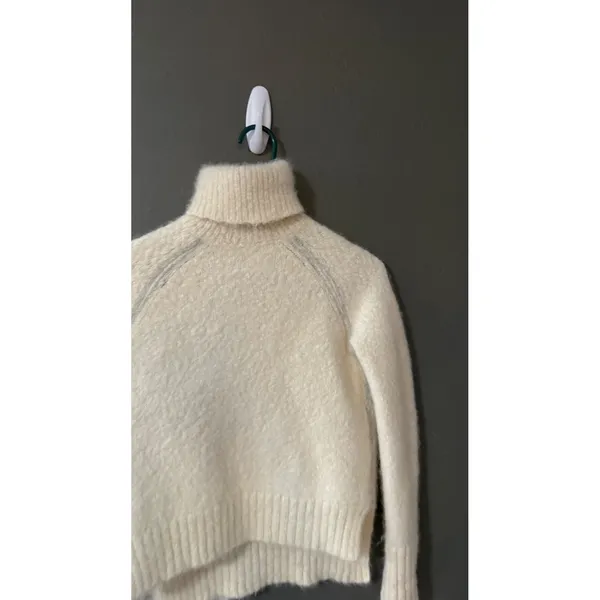 J.Crew Alpaca Merino Cashmere Blend Turtleneck Sweater Ivory‎ Cream Back Zip XS - Image 2