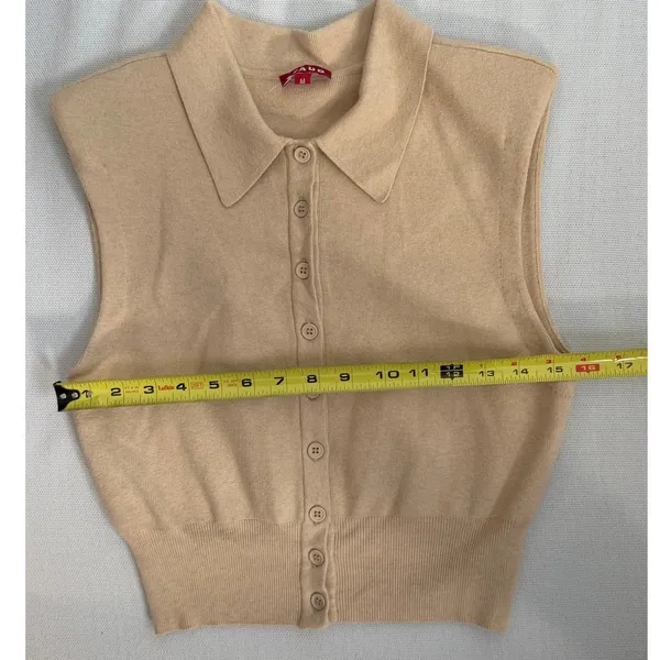Staud Nola Tan Button front sleeveless Sweater size medium - Image 9