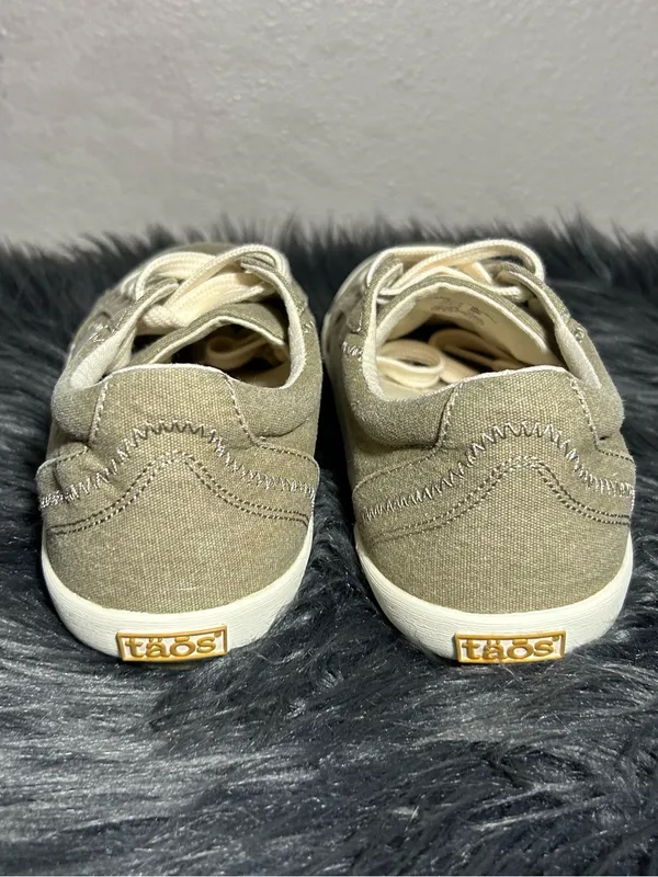 Taos Footwear Star Oat Wash Canvas Beige Canvas Lace-Up Women's Sneaker Size 8.5 - Image 6