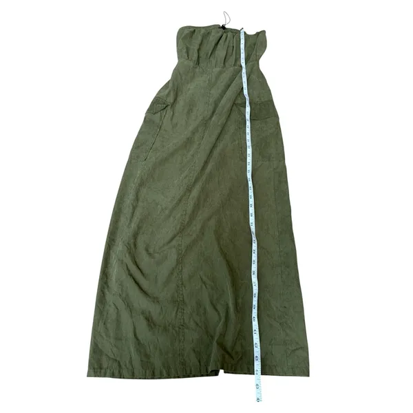 Forever 21 Olive Green Military Bandeau Midi Zip up women's dress, Size S - Image 11