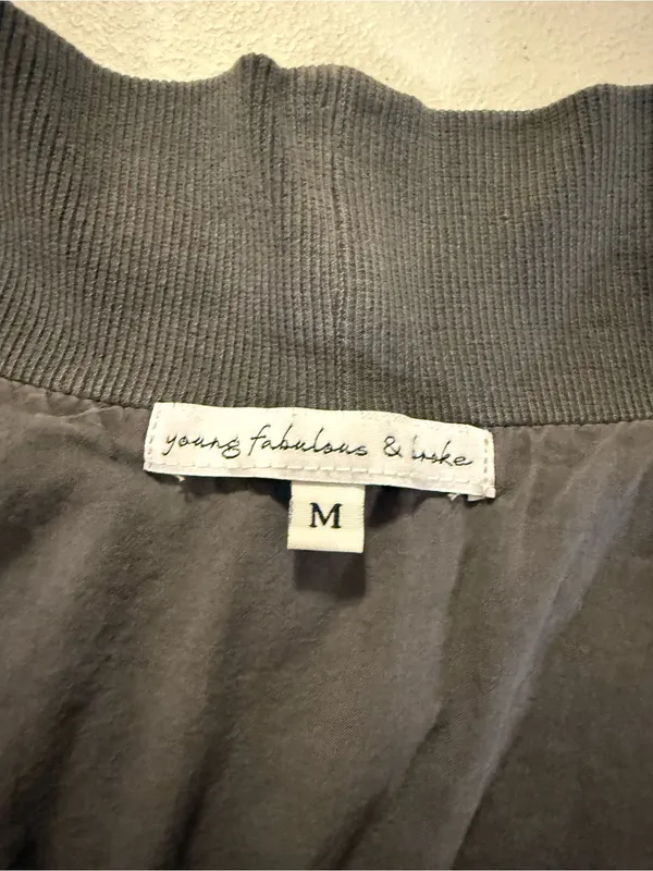 Young Fabulous & Broke Medium Fara Cropped Jacket Open Front Dolman Sleeves Gray - Image 4
