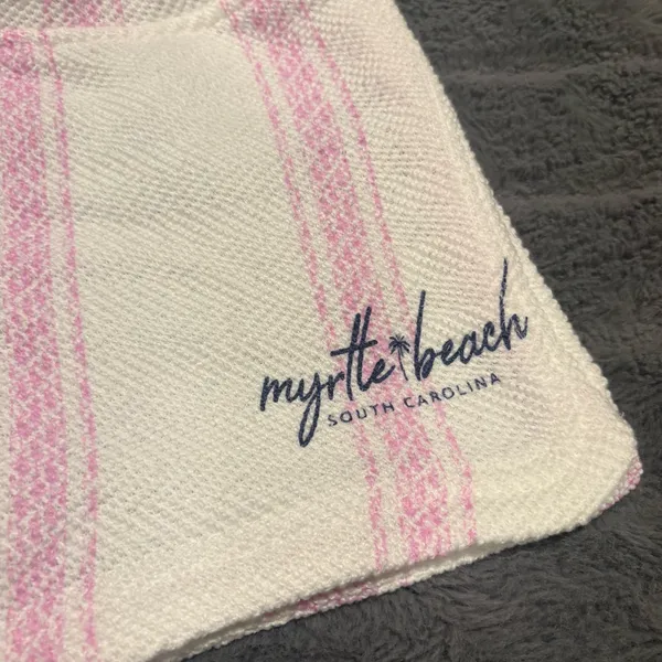 Saltwater Myrtle Beach Pink Stripe Hoodie Shorts Set Medium - Image 5
