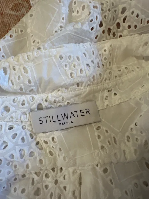 STILLWATER THE EYELET CROP FAVORITE SHIRT white lace cotton size S boho western - Image 4
