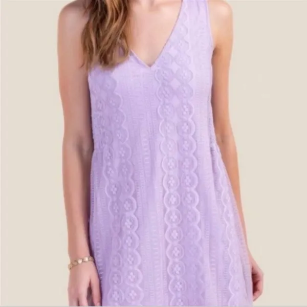 NWT Francesca’s (Blue Rain) Lavender Lace Shift Dress M - Image 3
