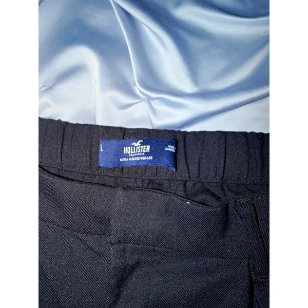 Hollister Women’s Black Wide Leg Pants High Rise Solid Elastic Waist Size L - Image 2