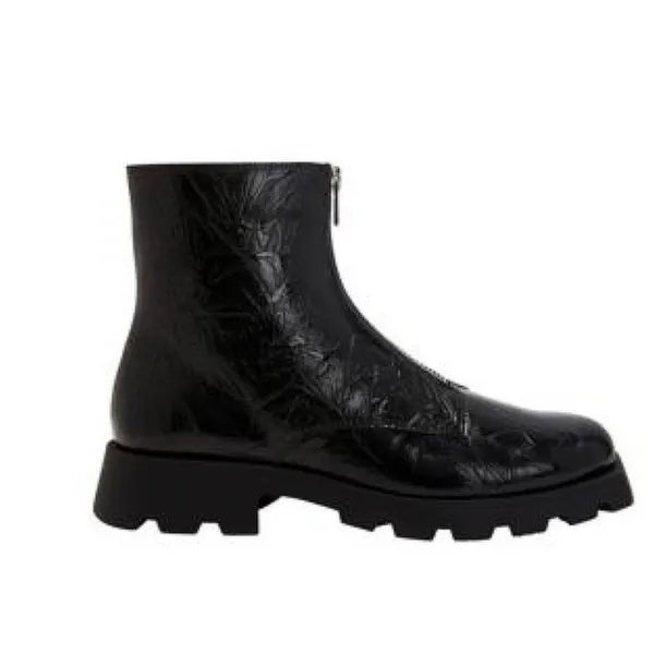 Katy Perry Daarling Black Zip Up Combat Boots 9 Embossed Patent Leather NIB‎ - Image 6