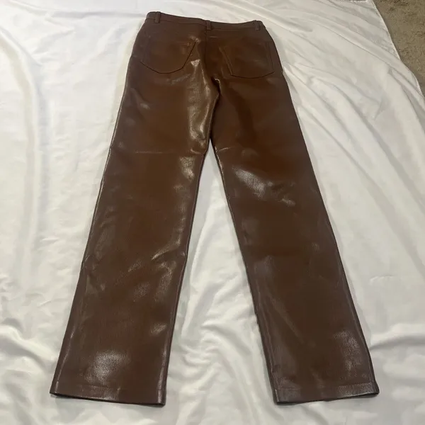 Wilfred The Melina High-Waisted Vegan Leather Pants In Cognac Brown Size 4 - Image 11