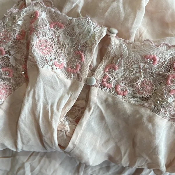 New Free People Midnight Magic Maxi Slip Dress Pink Beaded Lace Trim - Image 11