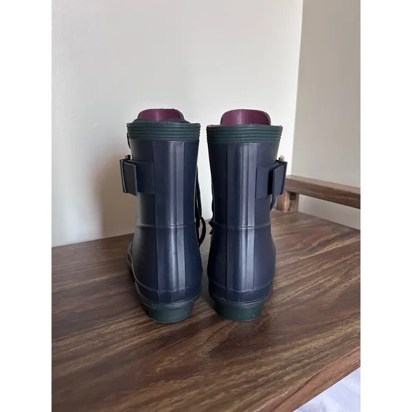 Tommy Hilfiger‎ Womens Navy Blue Lace Up Rubber Rain Boots Side Buckle Size 6 - Image 4