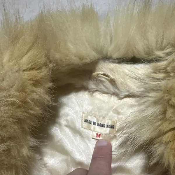 Vintage Natural Rabbit Fur Jacket W/ Fluffy Collar Women's SZ Medium CLASSY - Image 3