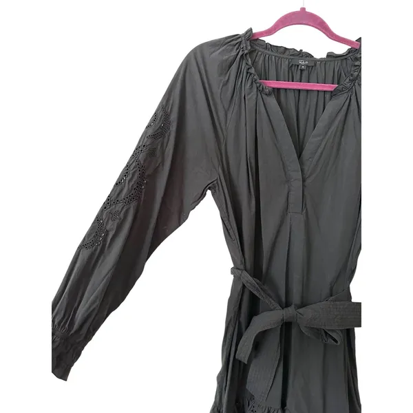 RAILS Saylor Eyelet Belted Mini Dress Black Medium - Image 4