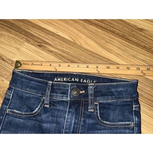 American Eagle 00R Next Level Stretch Hi-Rise Jegging Crop Distressed Denim Jean - Image 7
