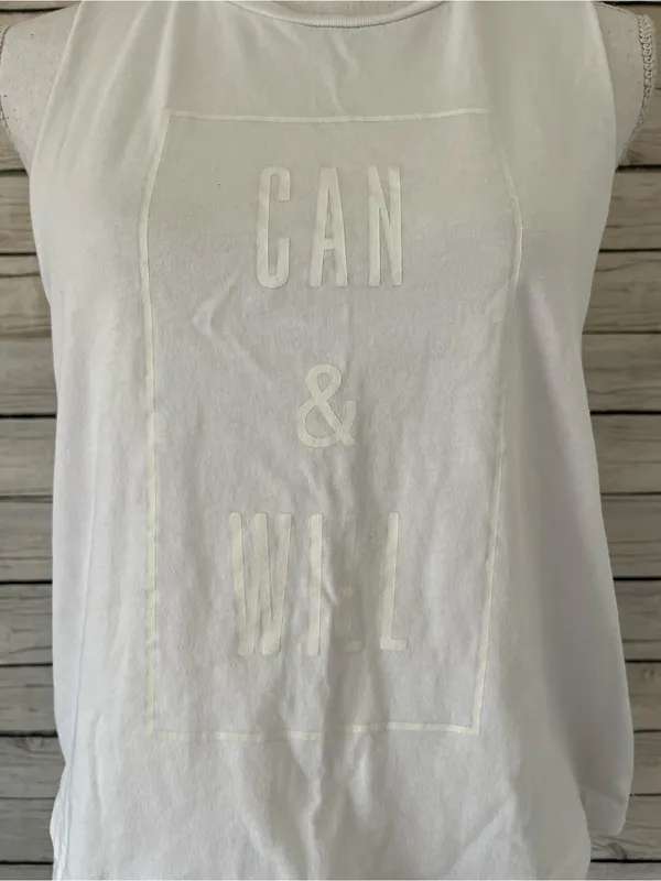 Forever 21 White “CAN & WILL” Graphic Muscle Tank - Image 4