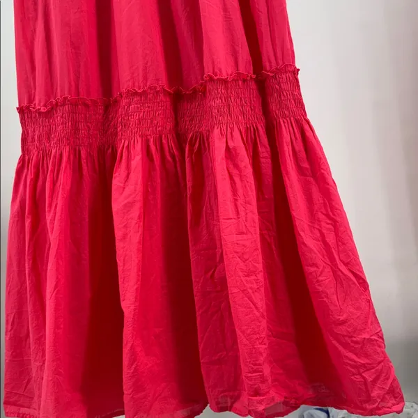 New York & Company Hot Pink sundress maxi tiered Smocked back summer vacation XL - Image 5