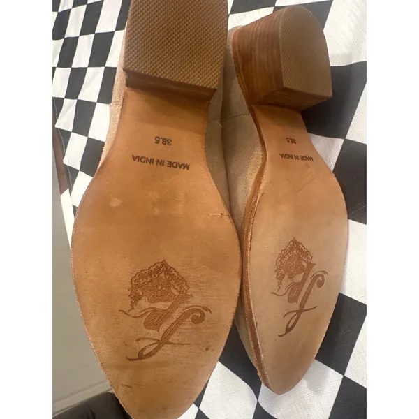 Free People Tan Suede Studded Charm Ankle double V Boots Western Pointed 38.5 - Image 7