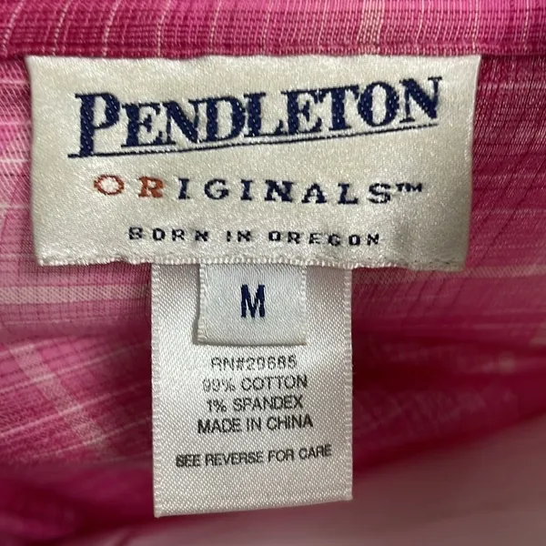 Pendleton | Pink Plaid Long Sleeve Button Up Shirt - Image 5