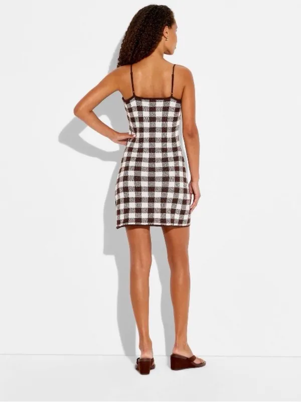 Women's Mini Americana Check Sweater Dress - Wild Fable Brown Check Small NEW - Image 2