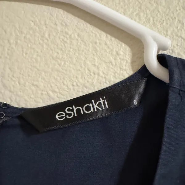eShakti Navy and White Midi Dress - Image 2