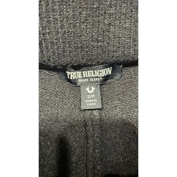 True Religion Womens Black Cable Knit Lounge Shorts Horseshoe Logo Small 4531 - Image 4