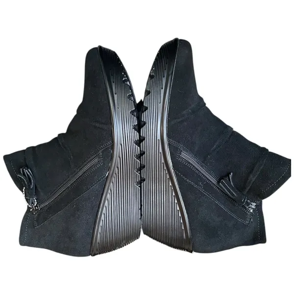 Skechers Parallel Triple Thread Black Suede Leather Ankle Boots Zipper US 10 - Image 6
