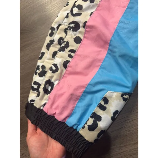Tipsy Elves Ski Snow Suit Women's Size XS Snow Leopard Pink Blue Faux Fur Read - Image 10
