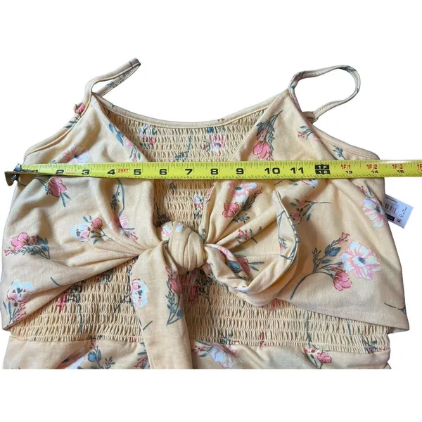 No Boundaries Yellow Floral Smocked Tie Front Back Cut Out Summer Jumpsuit L NWT - Image 10