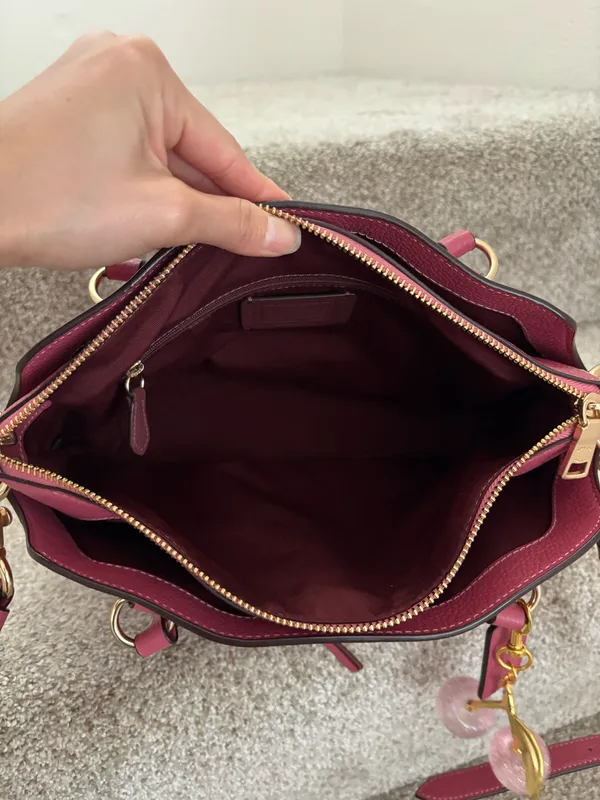 Coach Pink Remi Satchel Pebbled Leather Crossbody Shoulder Bag - Image 9