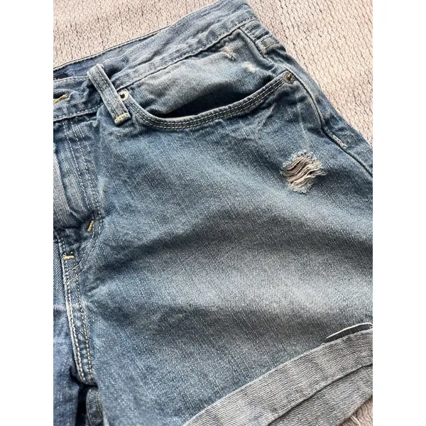 Levi's Jeans Shorts Juniors Size‎ 9 Distressed Cuffed Cotton Blue Denim - Image 4