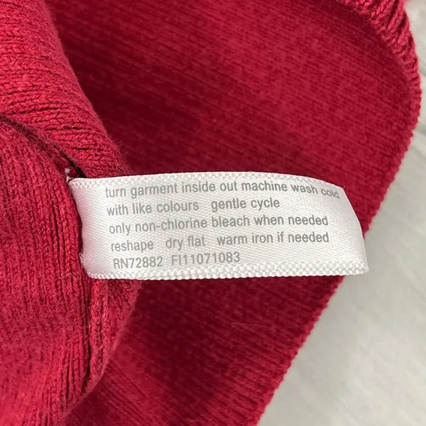 Fashion Bug Red 3/4 Sleeve Button Ruffle Accent Knit Pullover Sweater Small - Image 5