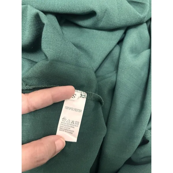 Womens Smocked Green Midi Dress Cottage Sundress Pockets Backless Straps Stretch - Image 2