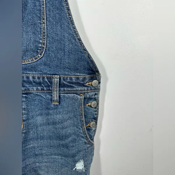 Old Navy Denim Short Overalls Women’s Size‎ Small Distressed Jean Romper - Image 6