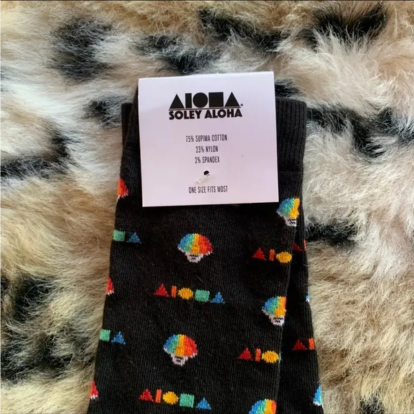 Soley Aloha Shave Ice Socks Hawaii Black Paia Boutique Maui - Image 4