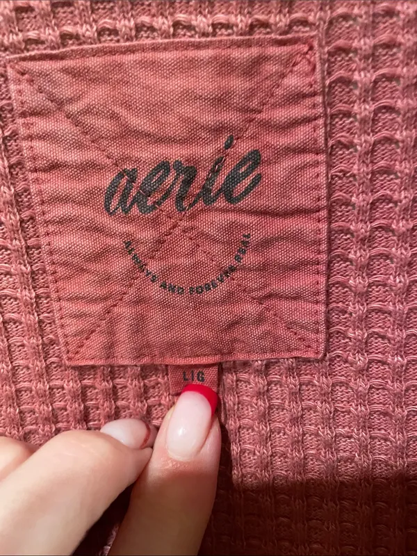 aerie Waffle Button-Down Shirt Jacket - Dusty Rose Pink - Image 2
