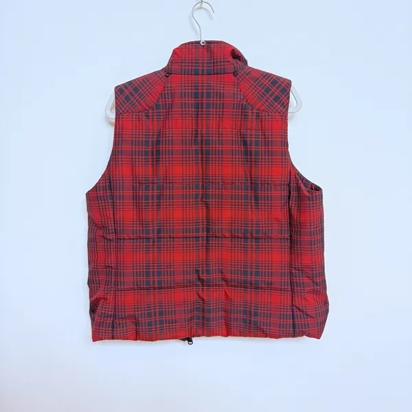 Lauren Ralph Lauren Red Black Plaid Puffer Vest XL Preppy‎ Quilted - Image 6
