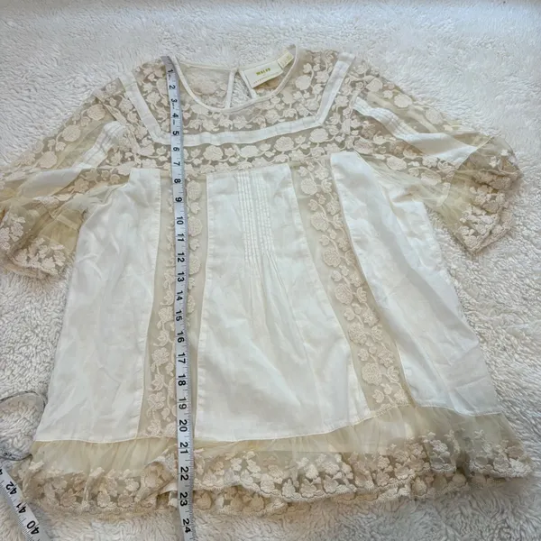 Maeve Womens Ivory Floral Lace Boho Festival Cottage Core Fairy Indie Top Sz 4 - Image 4