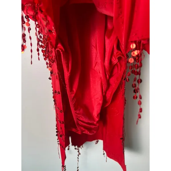 The Competitor Red Sequin Dance Costume Mini Dress Bodysuit MA Made in USA - Image 3